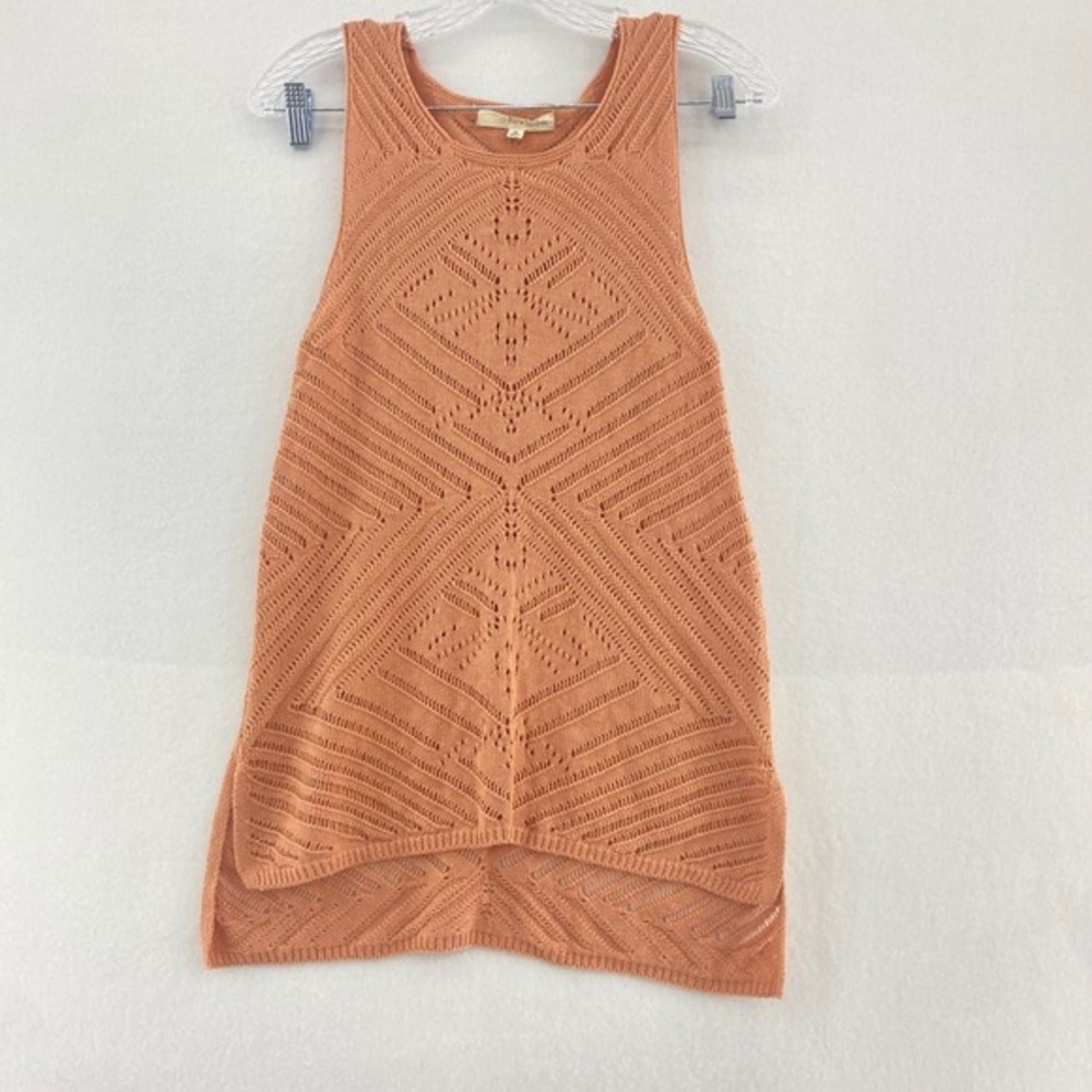 Rewind Knit Tank Top Sleeveless Open‎ Weave Casual Summer Top Coral Size M